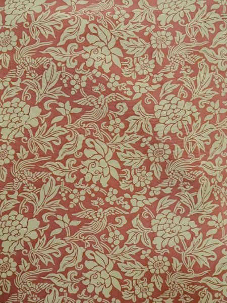 画像4: M0728K  小紋 女性用着物  シルク(正絹)   ベージュ, 花 【中古】 【USED】 【リサイクル】 ★★☆☆☆ (4)