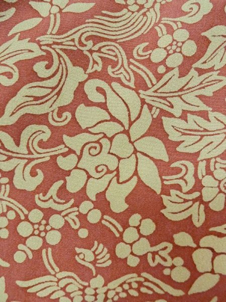 画像5: M0728K  小紋 女性用着物  シルク(正絹)   ベージュ, 花 【中古】 【USED】 【リサイクル】 ★★☆☆☆ (5)