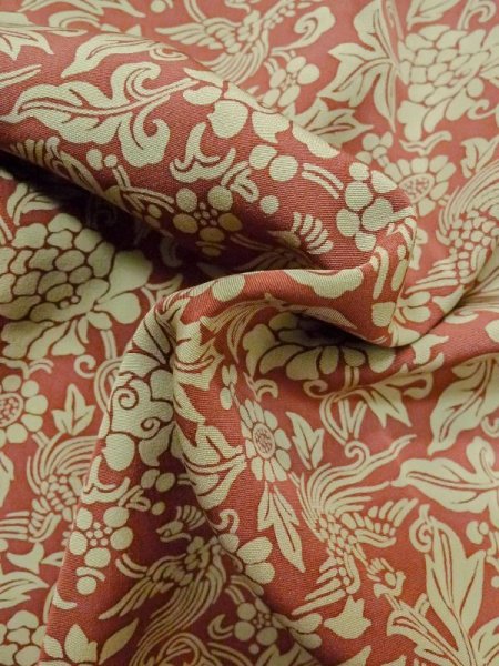 画像11: M0728K  小紋 女性用着物  シルク(正絹)   ベージュ, 花 【中古】 【USED】 【リサイクル】 ★★☆☆☆ (11)