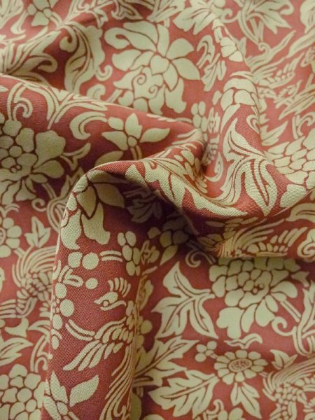 画像12: M0728K  小紋 女性用着物  シルク(正絹)   ベージュ, 花 【中古】 【USED】 【リサイクル】 ★★☆☆☆ (12)