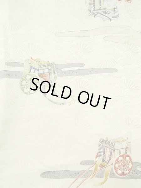 画像3: M0728N  小紋 女性用着物  シルク(正絹)   アイボリー, かすみ 【中古】 【USED】 【リサイクル】 ★★☆☆☆ (3)