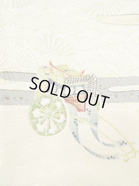 画像5: M0728N  小紋 女性用着物  シルク(正絹)   アイボリー, かすみ 【中古】 【USED】 【リサイクル】 ★★☆☆☆ (5)