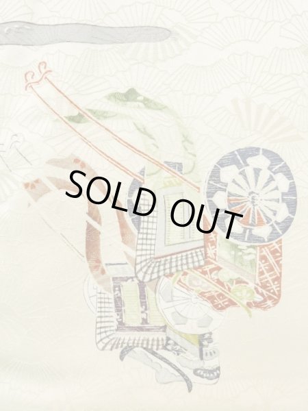 画像7: M0728N  小紋 女性用着物  シルク(正絹)   アイボリー, かすみ 【中古】 【USED】 【リサイクル】 ★★☆☆☆ (7)