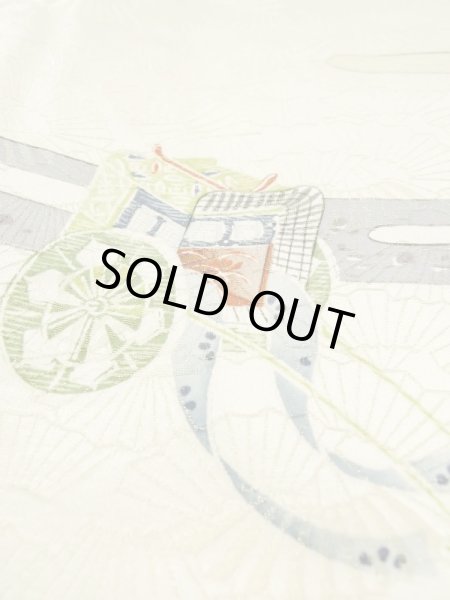 画像8: M0728N  小紋 女性用着物  シルク(正絹)   アイボリー, かすみ 【中古】 【USED】 【リサイクル】 ★★☆☆☆ (8)