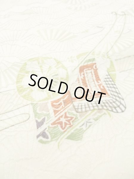 画像9: M0728N  小紋 女性用着物  シルク(正絹)   アイボリー, かすみ 【中古】 【USED】 【リサイクル】 ★★☆☆☆ (9)