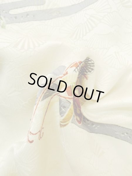 画像12: M0728N  小紋 女性用着物  シルク(正絹)   アイボリー, かすみ 【中古】 【USED】 【リサイクル】 ★★☆☆☆ (12)