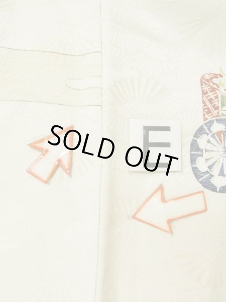 画像18: M0728N  小紋 女性用着物  シルク(正絹)   アイボリー, かすみ 【中古】 【USED】 【リサイクル】 ★★☆☆☆ (18)