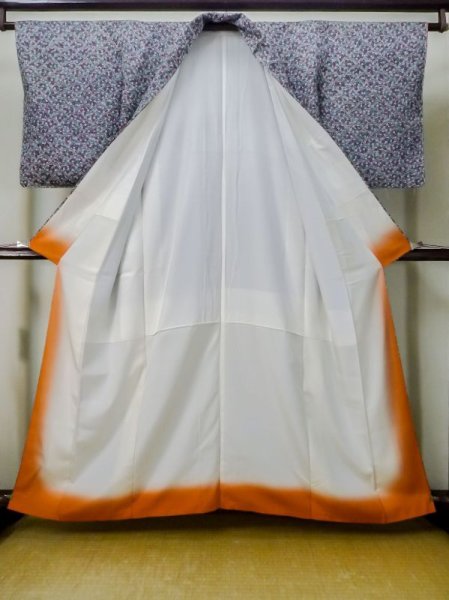 画像2: M0728R Mint  小紋 女性用着物  シルク(正絹)   藍, 桜 【中古】 【USED】 【リサイクル】 ★★★★★ (2)