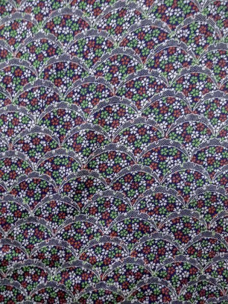 画像4: M0728R Mint  小紋 女性用着物  シルク(正絹)   藍, 桜 【中古】 【USED】 【リサイクル】 ★★★★★ (4)