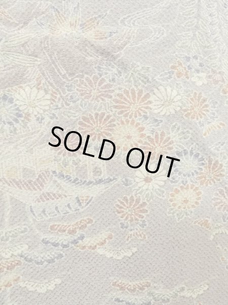 画像6: M0728V Mint  小紋 女性用着物  シルク(正絹)  灰色がかった マルチカラー, 菊 灰色がかった【中古】 【USED】 【リサイクル】 ★★★★☆ (6)