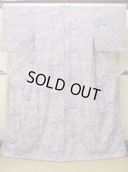 画像1: M0728Y Mint  小紋 女性用着物  シルク（正絹）  淡い 紫色, 菊 淡い【中古】 【USED】 【リサイクル】 ★★★★☆ (1)