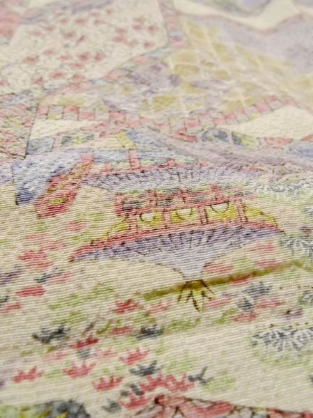 画像10: M0728Z Mint  小紋 女性用着物 屏風柄 シルク(正絹)   桃色, 菊 【中古】 【USED】 【リサイクル】 ★★★★☆ (10)