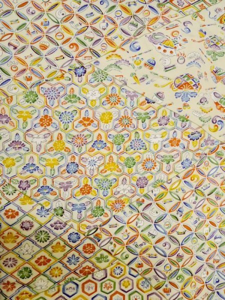 画像4: M0729A Mint  小紋 女性用着物  シルク(正絹)   アイボリー, 菊 【中古】 【USED】 【リサイクル】 ★★★★☆ (4)