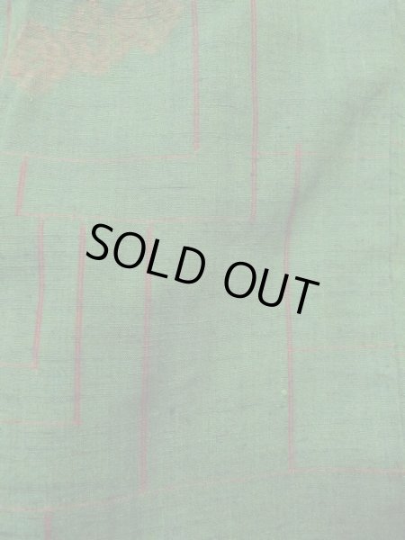 画像7: M0729C Mint  紬 女性用着物  シルク(正絹)   緑色, 花 【中古】 【USED】 【リサイクル】 ★★★★☆ (7)