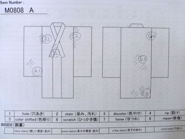 画像13: M0808A  女性用 単衣  シルク(正絹)   白, 葉 【中古】 【USED】 【リサイクル】 ★★☆☆☆ (13)