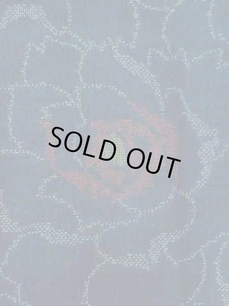 画像6: M0808D  女性用 単衣  ウール  深い 紺, バラ 【中古】 【USED】 【リサイクル】 ★★☆☆☆ (6)