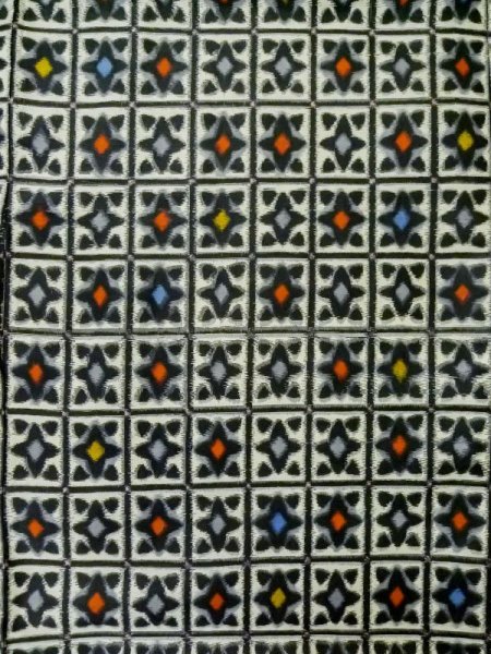 画像3: M0808H  女性用 単衣  シルク(正絹)   アイボリー, 幾何学模様 【中古】 【USED】 【リサイクル】 ★★☆☆☆ (3)