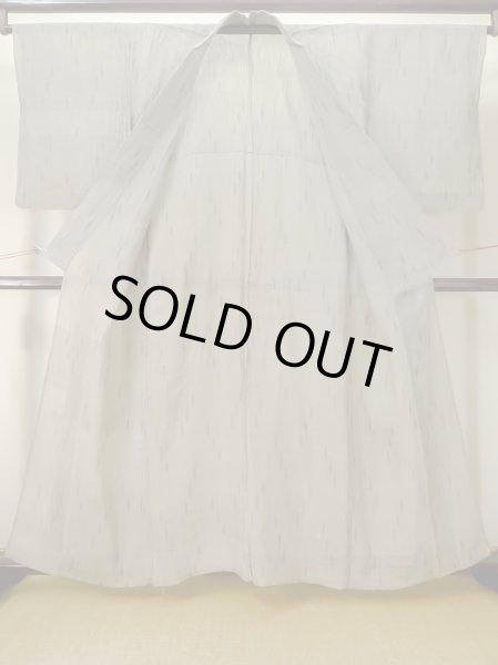 画像2: M0808L  女性用 小地谷縮  麻 淡い 灰色がかった オリーブ, 木目 【中古】 【USED】 【リサイクル】 ★★☆☆☆ (2)