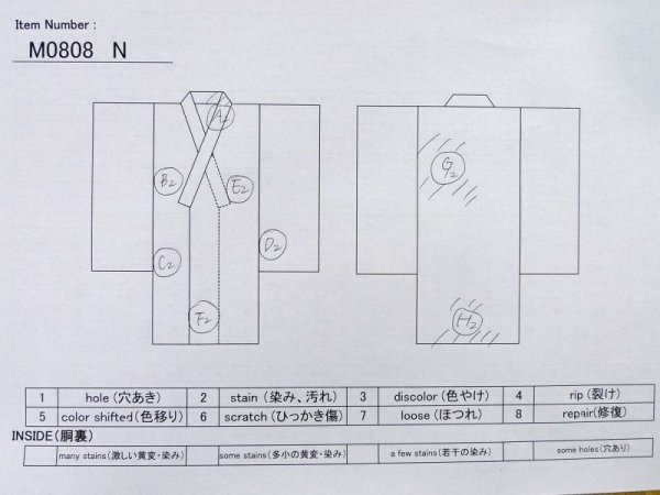 画像11: M0808N  単衣  麻   白, 線 【中古】 【USED】 【リサイクル】 ★★☆☆☆ (11)