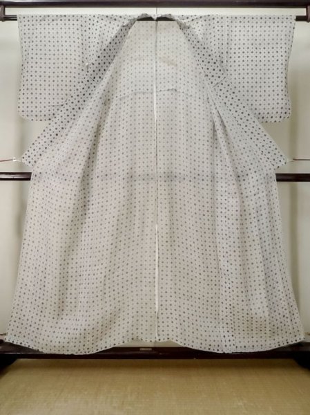 画像2: M0808O  女性用 小地谷縮  麻 淡い 灰色がかった 灰色, 十字 【中古】 【USED】 【リサイクル】 ★☆☆☆☆ (2)