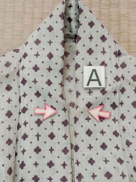 画像12: M0808O  女性用 小地谷縮  麻 淡い 灰色がかった 灰色, 十字 【中古】 【USED】 【リサイクル】 ★☆☆☆☆ (12)