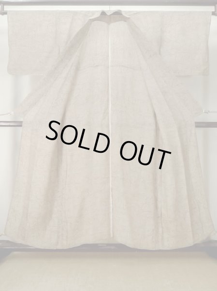 画像2: M0808P  女性用 単衣  麻   ベージュ, 線 【中古】 【USED】 【リサイクル】 ★☆☆☆☆ (2)