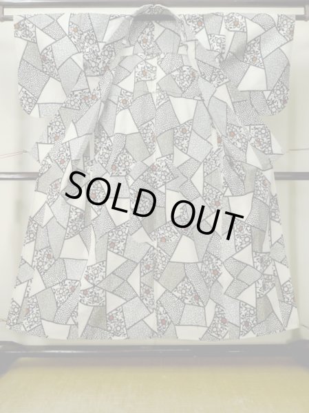 画像2: M0808Q  女性用 単衣  麻   アイボリー, 鉄線 【中古】 【USED】 【リサイクル】 ★★☆☆☆ (2)