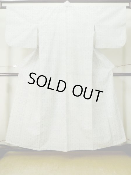 画像1: M0808S  女性用 単衣  麻   白, 幾何学模様 【中古】 【USED】 【リサイクル】 ★★☆☆☆ (1)