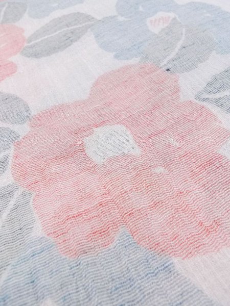 画像9: M0808T  女性用 小地谷縮  麻   白, 椿 【中古】 【USED】 【リサイクル】 ★★★☆☆ (9)