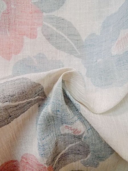 画像12: M0808T  女性用 小地谷縮  麻   白, 椿 【中古】 【USED】 【リサイクル】 ★★★☆☆ (12)