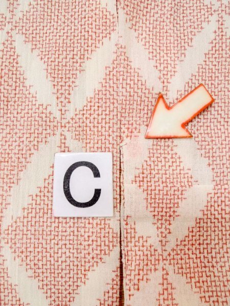 画像14: M0808U  女性用 小地谷縮  麻   オフ ホワイト, 七宝 【中古】 【USED】 【リサイクル】 ★★☆☆☆ (14)