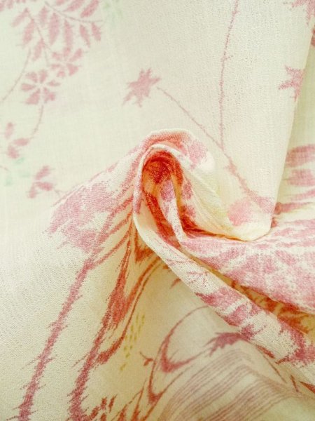 画像12: M0808V Mint  女性用 小地谷縮  麻   アイボリー, 花 【中古】 【USED】 【リサイクル】 ★★★★☆ (12)