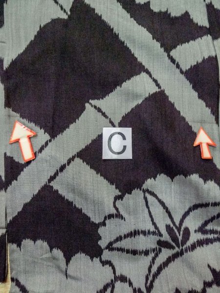 画像15: M0808Y  女性用 単衣  シルク(正絹)  茶色み 黒, 花 【中古】 【USED】 【リサイクル】 ★☆☆☆☆ (15)