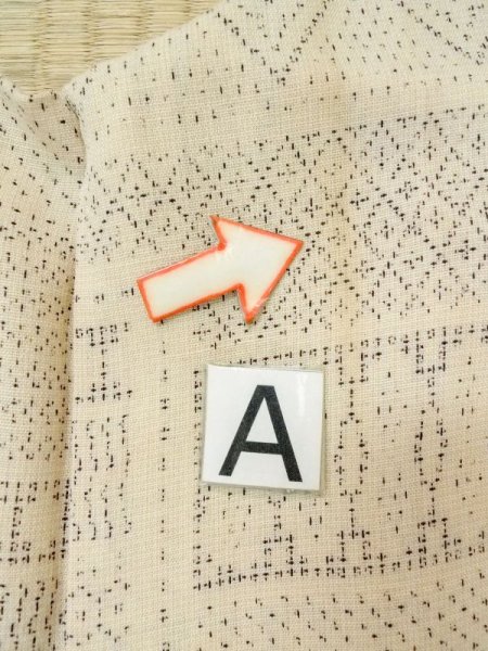 画像14: M0809A  女性用 単衣  ウール   ベージュ, 菱 【中古】 【USED】 【リサイクル】 ★☆☆☆☆ (14)