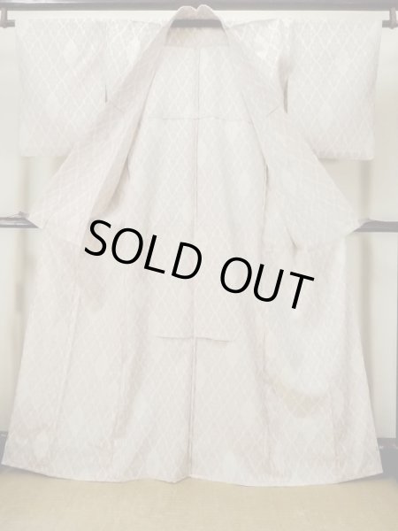 画像2: M0818M  女性用 単衣  シルク（正絹）  灰色がかった 赤色, 花菱 【中古】 【USED】 【リサイクル】 ★★☆☆☆ (2)