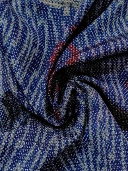 画像12: M0818O  女性用 単衣 遠州椿柄 シルク(正絹)   紺, 花 【中古】 【USED】 【リサイクル】 ★★☆☆☆ (12)