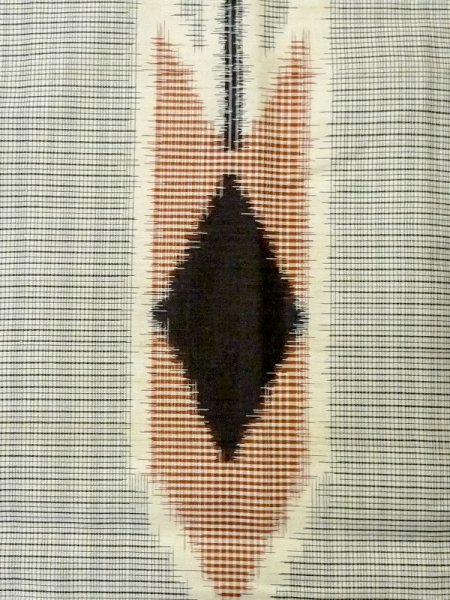 画像5: M0818P  女性用 単衣 矢羽柄 シルク(正絹)   黒, チェック柄 【中古】 【USED】 【リサイクル】 ★★☆☆☆ (5)