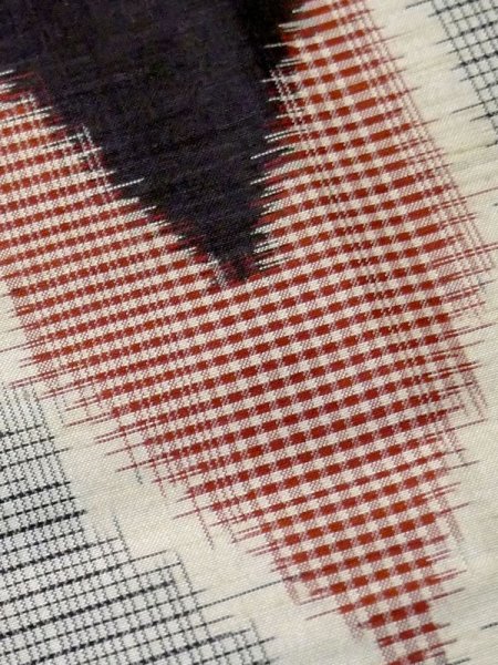 画像8: M0818P  女性用 単衣 矢羽柄 シルク(正絹)   黒, チェック柄 【中古】 【USED】 【リサイクル】 ★★☆☆☆ (8)