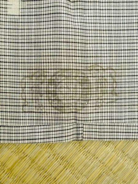 画像10: M0818P  女性用 単衣 矢羽柄 シルク(正絹)   黒, チェック柄 【中古】 【USED】 【リサイクル】 ★★☆☆☆ (10)