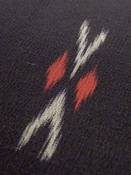 画像7: M0818V  女性用 単衣  シルク(正絹)  深い 紺, チェック柄 【中古】 【USED】 【リサイクル】 ★★☆☆☆ (7)