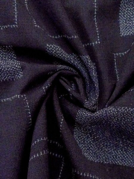 画像9: M0818Y  女性用 単衣  シルク(正絹)   紺, 四角 【中古】 【USED】 【リサイクル】 ★★☆☆☆ (9)