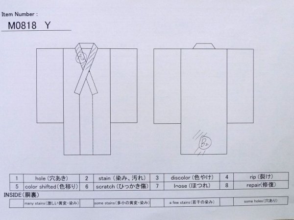 画像11: M0818Y  女性用 単衣  シルク(正絹)   紺, 四角 【中古】 【USED】 【リサイクル】 ★★☆☆☆ (11)
