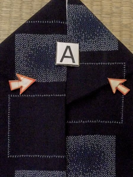 画像12: M0818Y  女性用 単衣  シルク(正絹)   紺, 四角 【中古】 【USED】 【リサイクル】 ★★☆☆☆ (12)