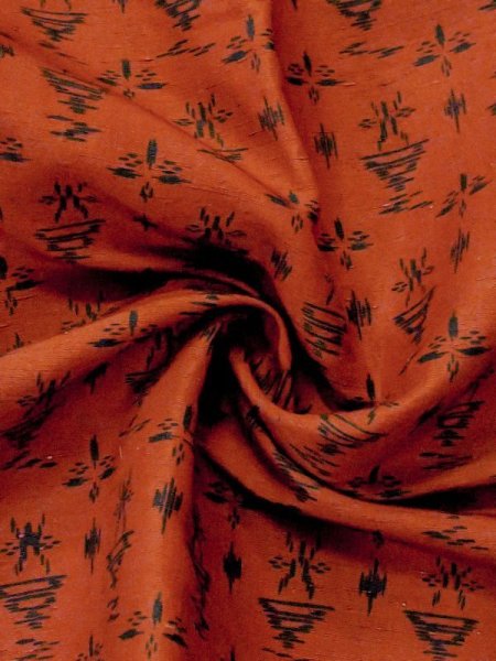 画像9: M0829C  女性用 道行  シルク(正絹)   朱赤, 抽象的模様 【中古】 【USED】 【リサイクル】 ★★☆☆☆ (9)