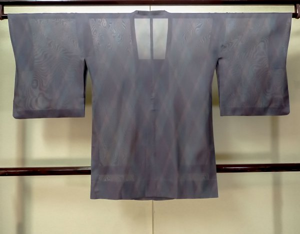 画像2: M0829D Mint  女性用 道行 薄物 シルク(正絹) 淡い 灰色がかった 紫色, ぼかし 【中古】 【USED】 【リサイクル】 ★★★★☆ (2)