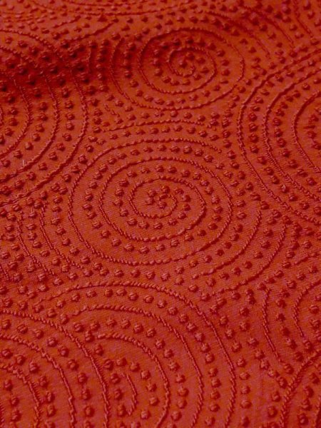 画像8: M0829E  女性用 道行  シルク(正絹) 深い 鮮やか 珊瑚色, うず 【中古】 【USED】 【リサイクル】 ★★☆☆☆ (8)