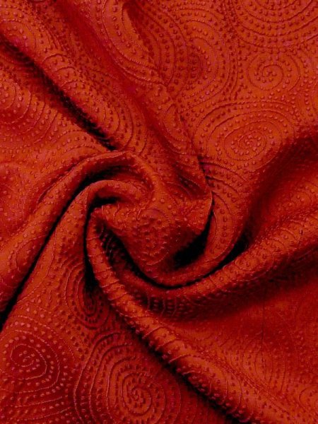 画像9: M0829E  女性用 道行  シルク(正絹) 深い 鮮やか 珊瑚色, うず 【中古】 【USED】 【リサイクル】 ★★☆☆☆ (9)