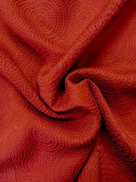 画像10: M0829E  女性用 道行  シルク(正絹) 深い 鮮やか 珊瑚色, うず 【中古】 【USED】 【リサイクル】 ★★☆☆☆ (10)