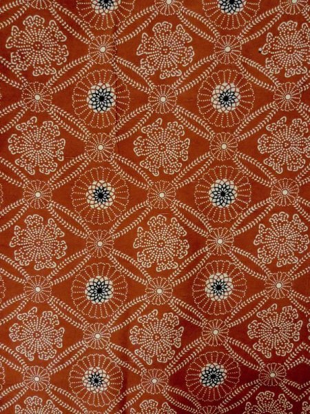 画像3: M0829F  女性用 道行  シルク(正絹)  深い 朱赤, 花 【中古】 【USED】 【リサイクル】 ★★☆☆☆ (3)