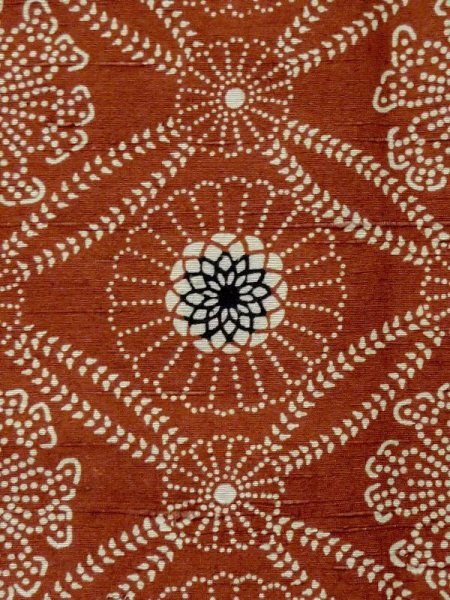 画像5: M0829F  女性用 道行  シルク(正絹)  深い 朱赤, 花 【中古】 【USED】 【リサイクル】 ★★☆☆☆ (5)